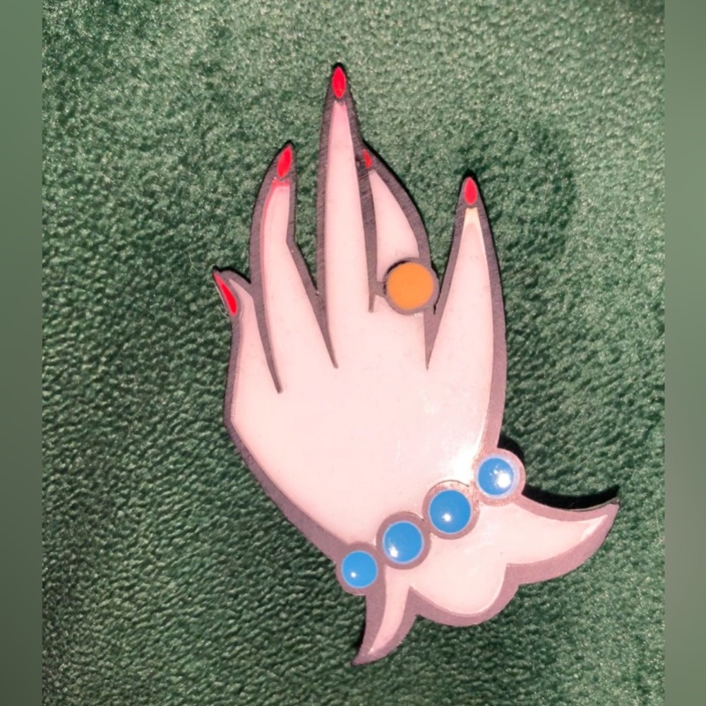 Unique Acrylic Hand Brooch. Handmade.
